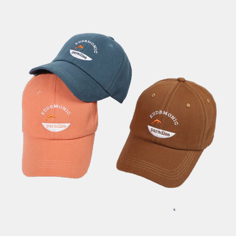 Unisex Bokstäver Broderi Baseball Hattar Bomull Små Fisk Mönster Enkel Solskyddsmedel Murgröna Keps