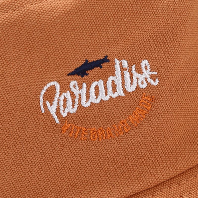 Unisex Bomull Ensfärgad Shark Letter Mönster Broderi Mode Sunshade Bucket Hat