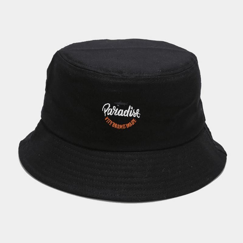 Unisex Bomull Ensfärgad Shark Letter Mönster Broderi Mode Sunshade Bucket Hat