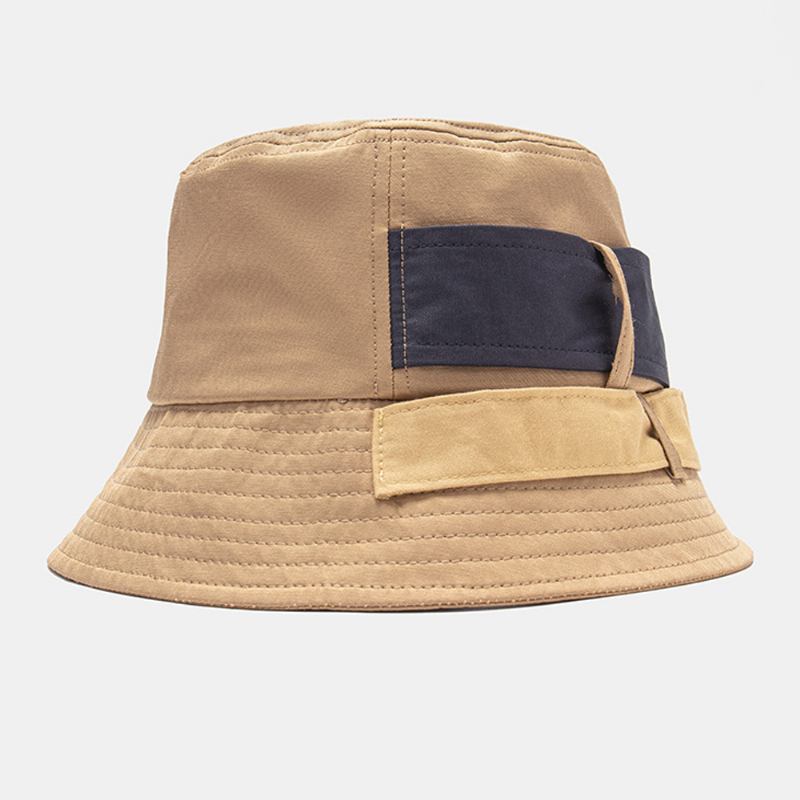 Unisex Bomull Kontrastfärg Bandage Dovetail Unik Mode Bucket Hat
