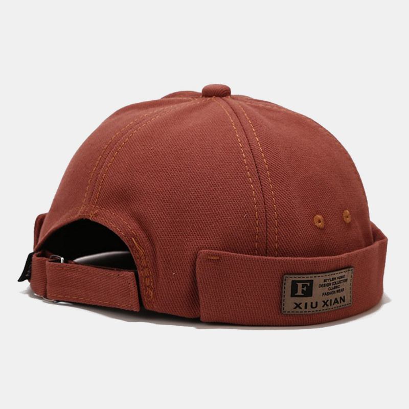 Unisex Bomull Letter Patch Skull Cap Mode Justerbar Andas Beanie Hyresvärd Keps