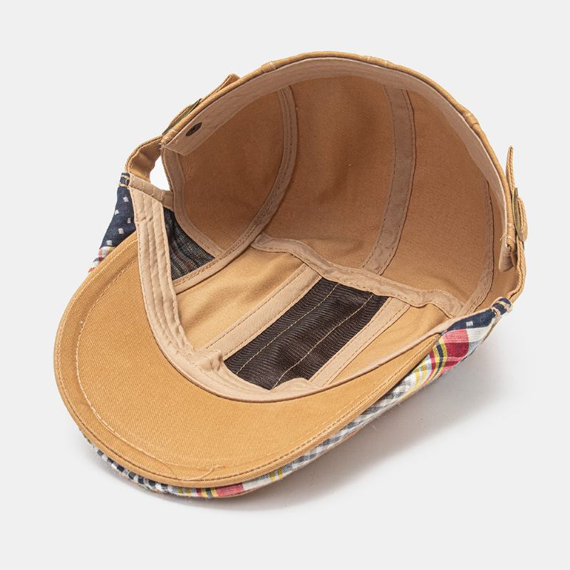 Unisex Bomullslapptäcke Regnbågsfärgad Vävd Halmrep Dekoration Casual All-match Basker Flat Cap Ivy Cap