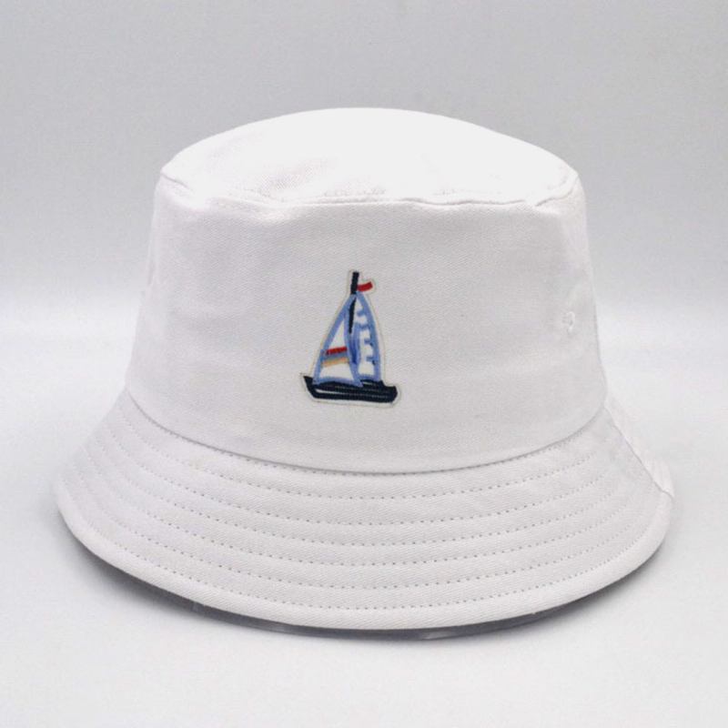 Unisex Bomullssegelbåtsmönster Justerbar Casual Sunshade Bucket Hat