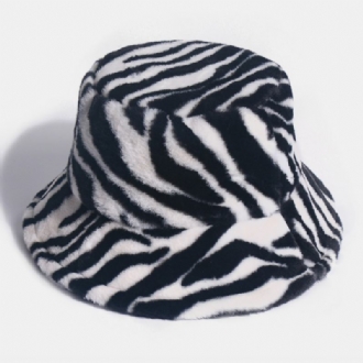 Unisex Filtzebramönster Plus Förtjockning Och Sammet Varm Vindtät Mjuk All-match Bucket Hat