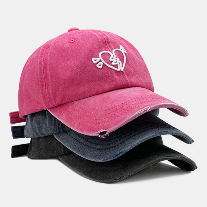 Unisex Love Broderi Soft Top Baseball Keps Utomhus Vild Böjd Brätte Justerbar Andningsbar Solskydd Keps