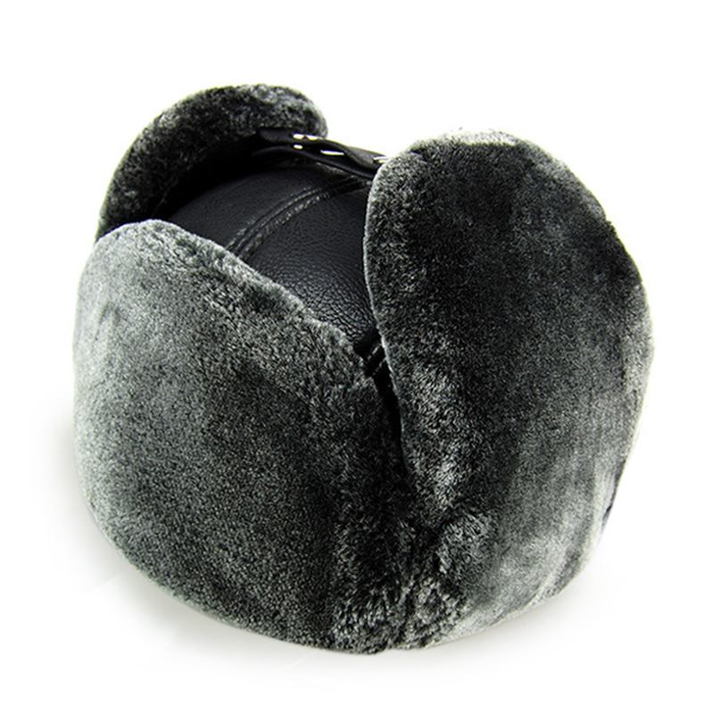 Unisex Öronlapp I Pu-läder Öronskyddshatt I Fuskpäls Plysch Linnespänne Pilot Trapper Cap