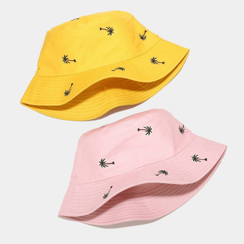 Unisex Overlay Kokosnöt Broderi Mönster Solhatt Sommar Utomhus Casual Solskydd Bucket Hatt
