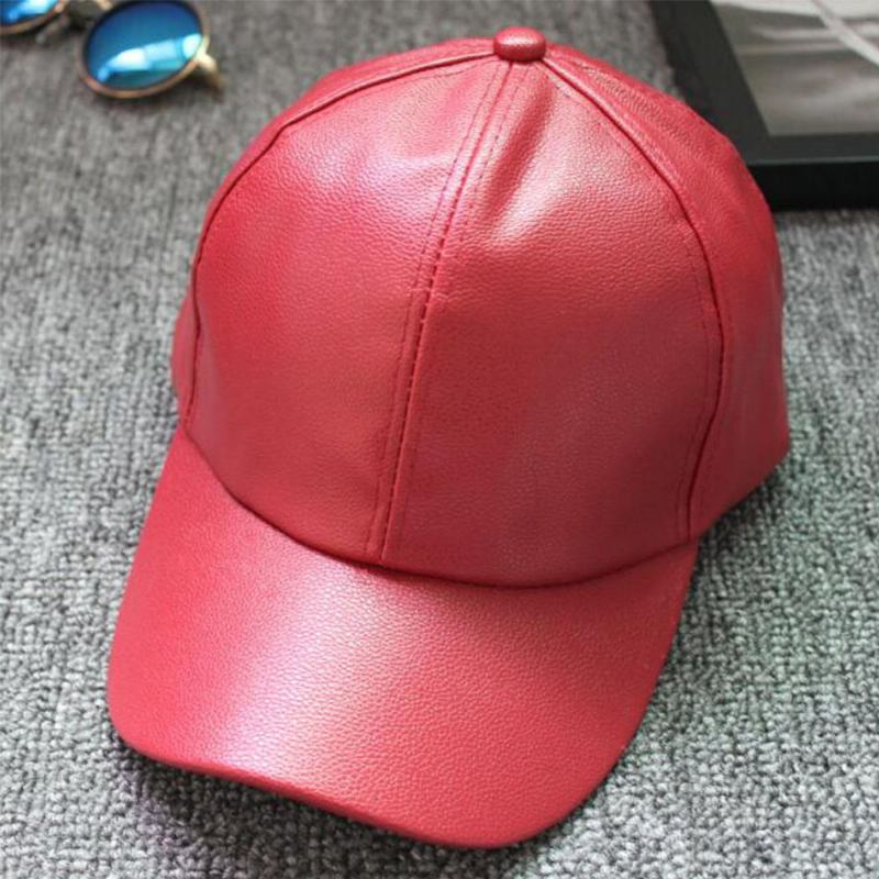 Unisex Pu-läder Enfärgad Ljusplatta Hip-hop Style Curve Bred Visir Baseball Hat