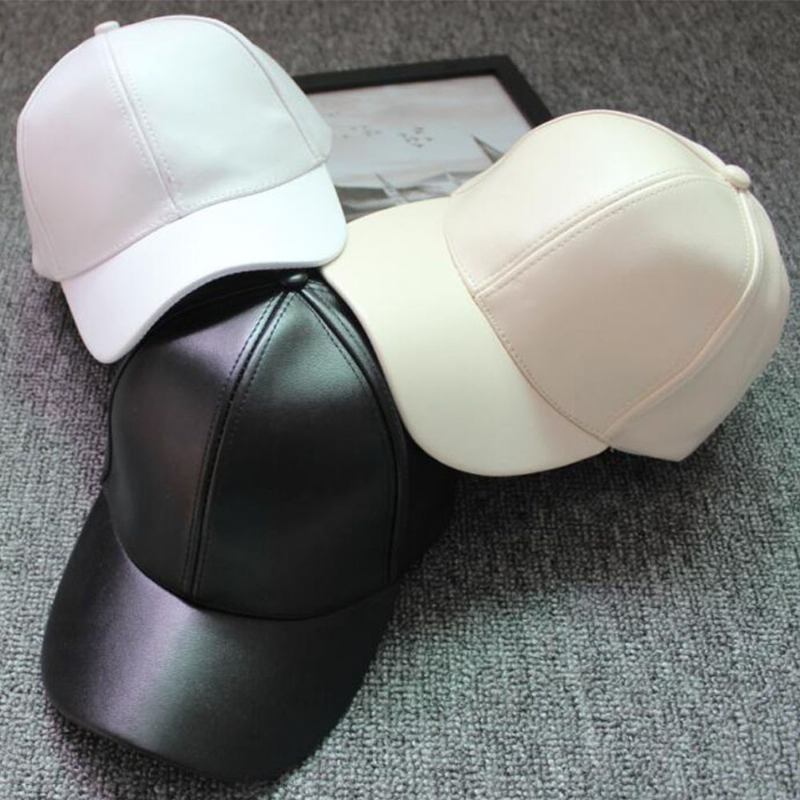 Unisex Pu-läder Enfärgad Ljusplatta Hip-hop Style Curve Bred Visir Baseball Hat