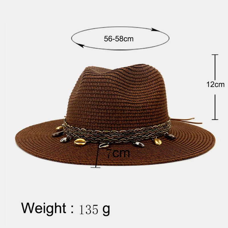 Unisex Solkräm Resor Strandsolhatt Elegant Seaside Bred Brätte Jazz Hat Straw Hat