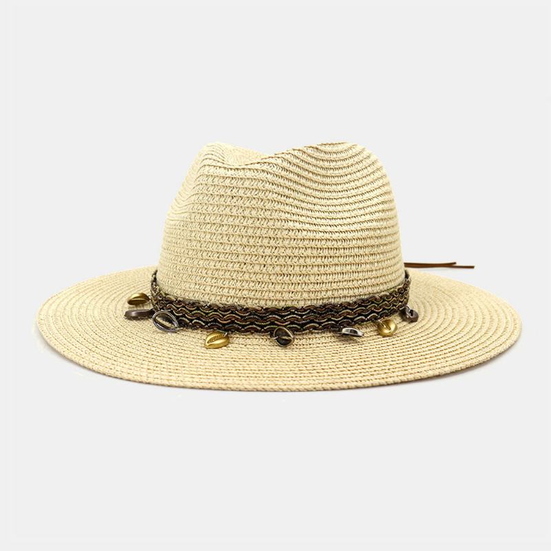 Unisex Solkräm Resor Strandsolhatt Elegant Seaside Bred Brätte Jazz Hat Straw Hat
