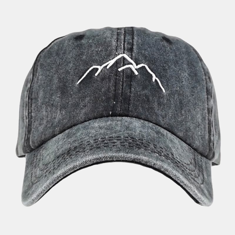 Unisex Tvättad Nödställd Bomull Bergsmönster Broderi Mode Solskyddsmedel Baseball Keps