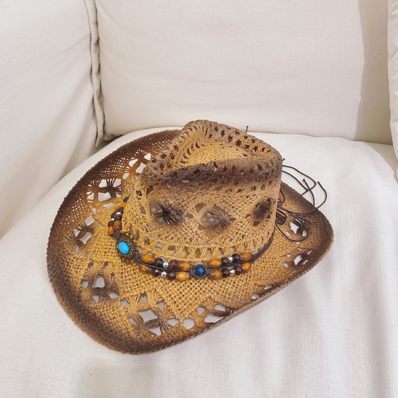 Utomhus Strandhatt Cowboy Halmhatt Top Hat Solskyddsmedel Solhatt