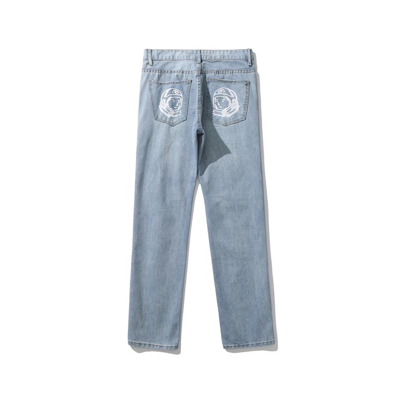 Casual Tryckta Raka Byxor Raka Ben Breda Tvättade Jeans För Tonåringar