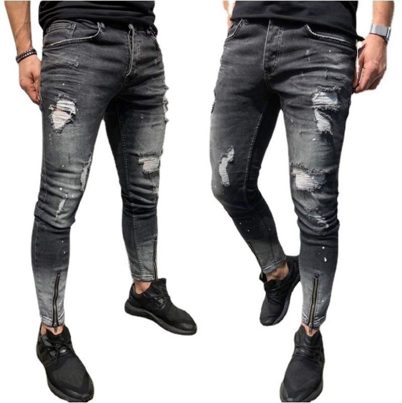 Den Nya Gränsöverskridande Mode Rippade Ungdomskläder Dragkedja Elasticfeet Herr