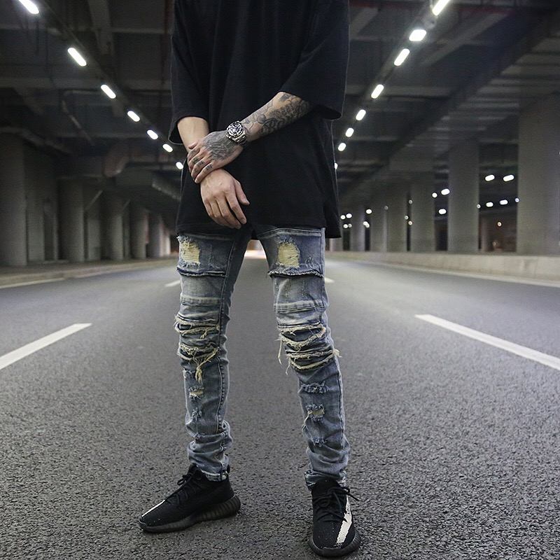 Lokomotiv Skräddarsy Tvättvatten För Att Göra Gamla Erosion Katt Whiskers Jeans