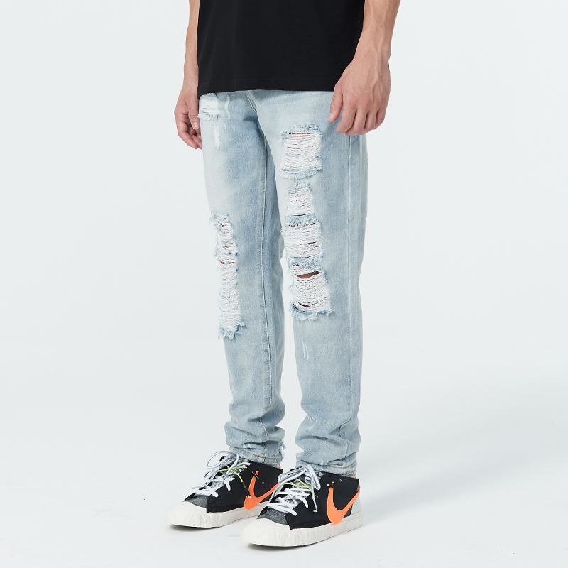 Loose High Street Ripped Jeans För Män