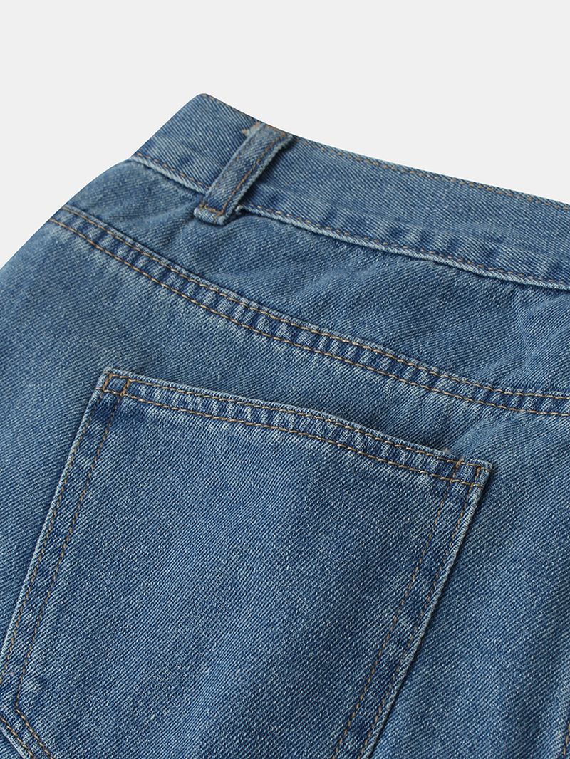 Män Letter Pattern Pocket Loose Mid Waist Jeans