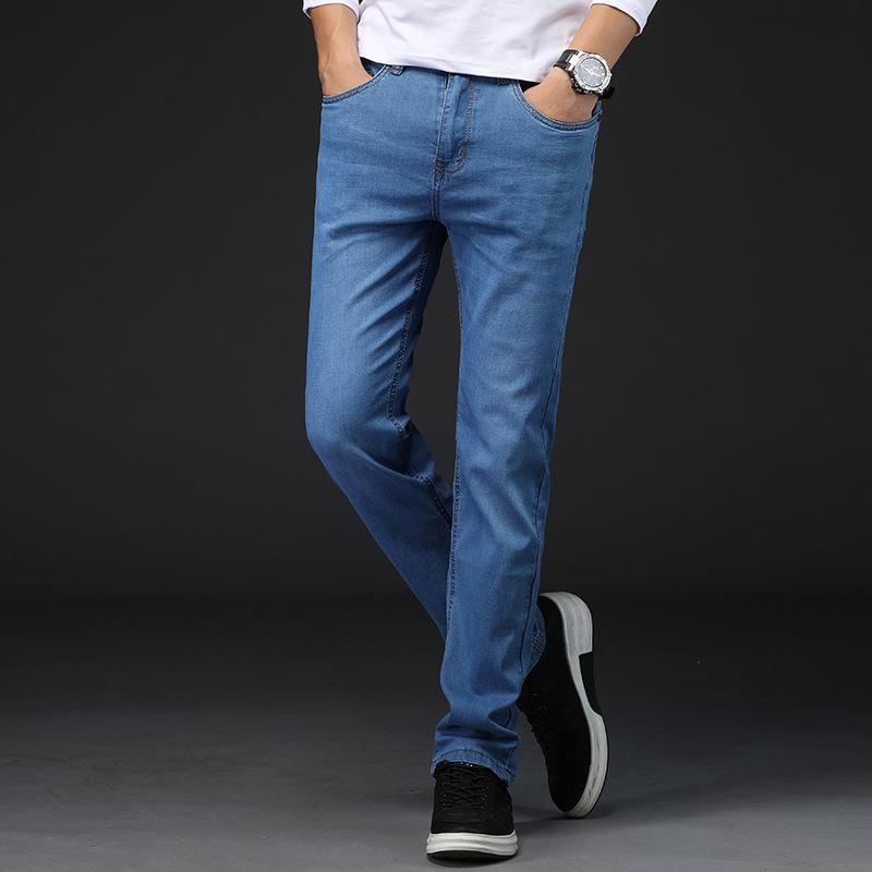 Mäns Nya Stretchjeans I Stor Storlek Slimma Små Raka Jeansbyxor