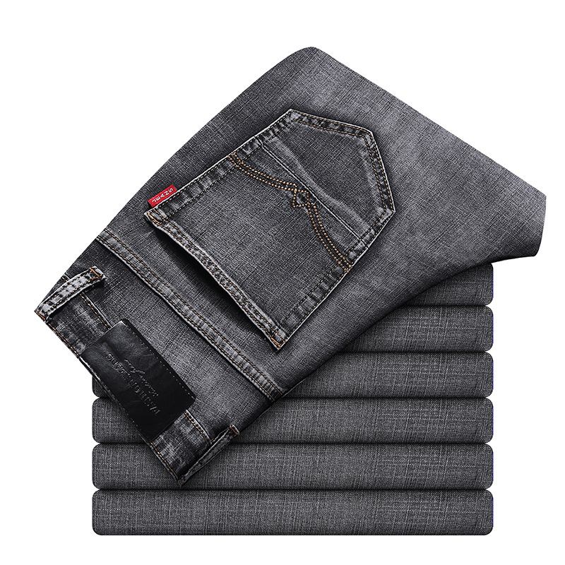 Mäns Nya Stretchjeans I Stor Storlek Slimma Små Raka Jeansbyxor