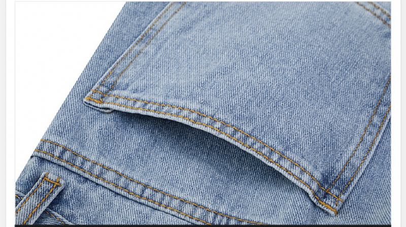 Raka Jeansbyxor Med Lösa Breda Ben Retro Tvättade Beskurna Casual Byxor
