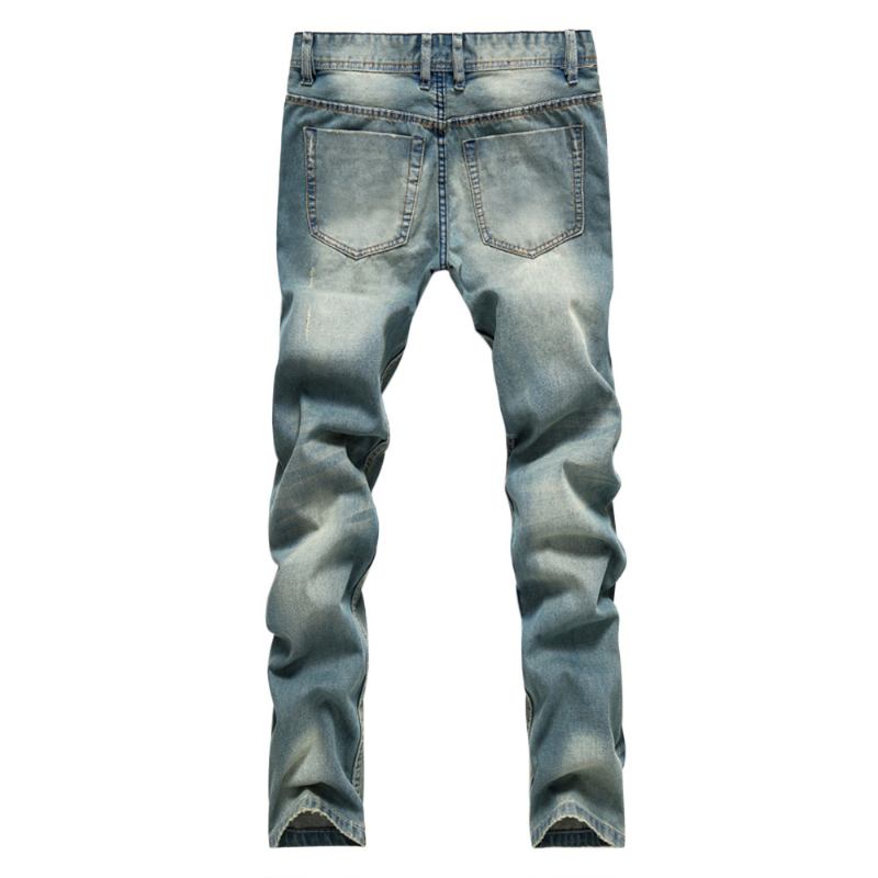 Raka Ljusfärgade Nostalgiska Knapphål Jeansbyxor För Män