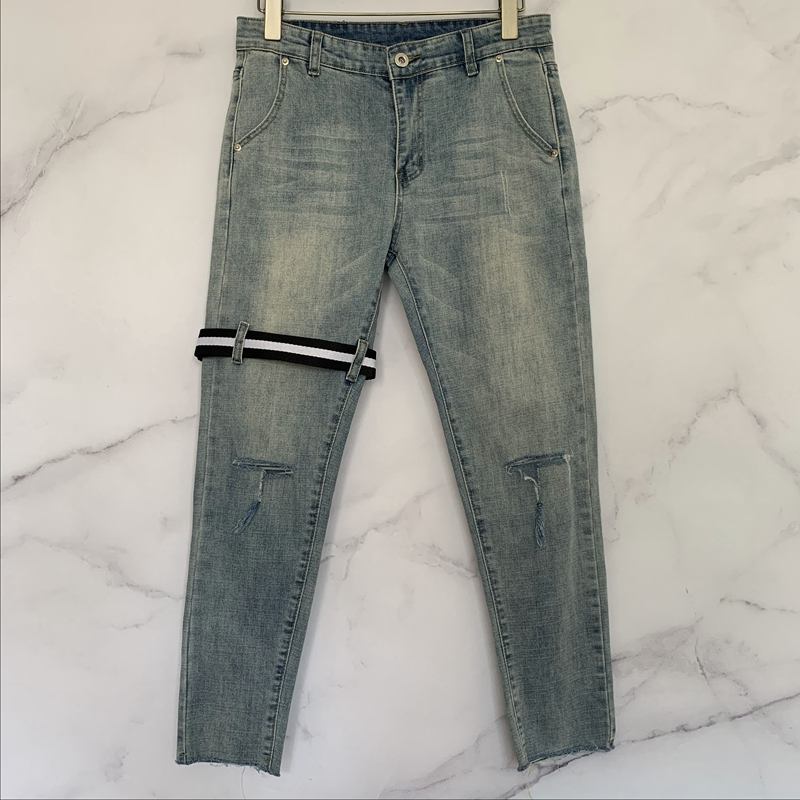 Ripped T-kniv Cut Jeans Cropped Byxor