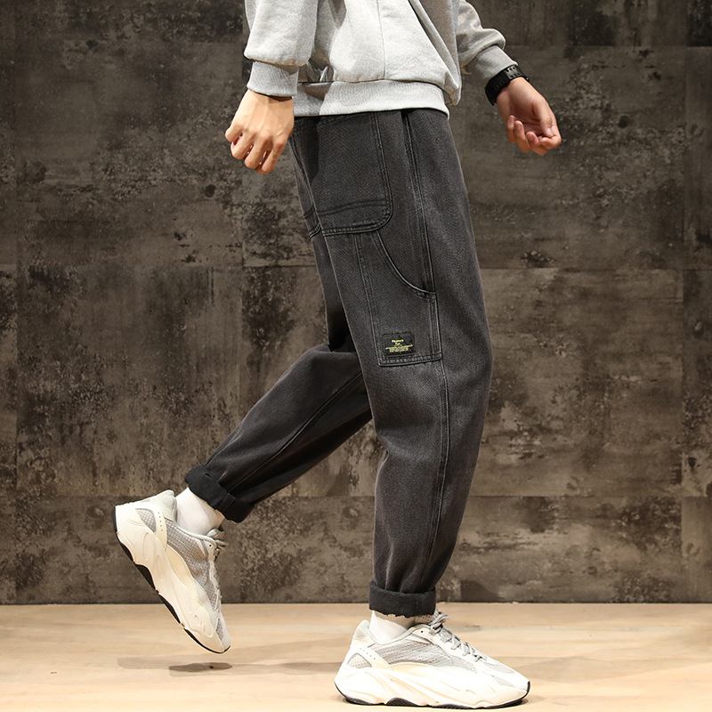 Säsongsnya Jeans Herr Haremsbyxor Med Lösa Fötter Plus Fertilizer Xl Wind Trend Youth Casual Byxor