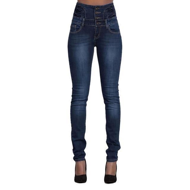 Vår Sommar Kvinna Skinny Jeans Denim Pencil Byxor Toppmärke Stretch Jeans High Waist Byxor Dam High Waist Jeans