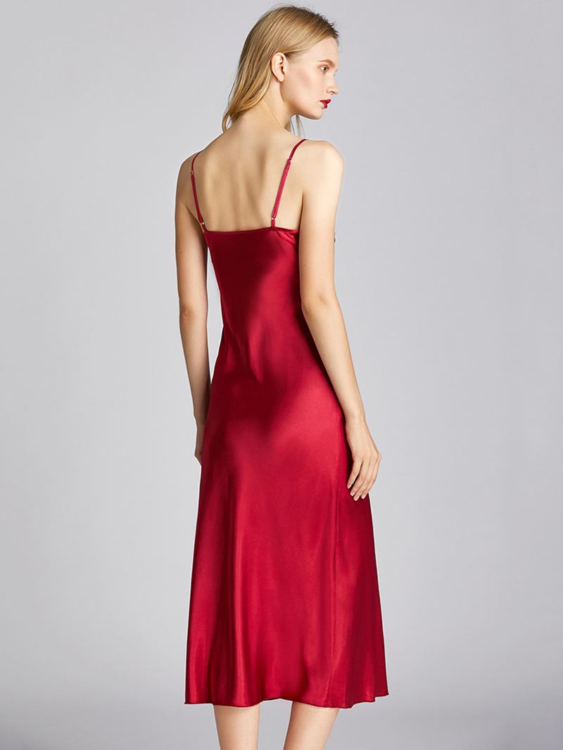 Satin Sling Flora Med Tryck Backless Tunn Longlined Nattlinne Nattlinne