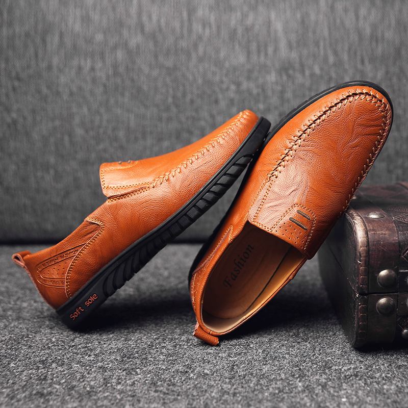 Halksäkra Casual Business Walking Läderlägenheter