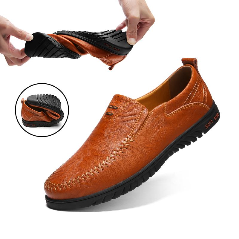 Halksäkra Casual Business Walking Läderlägenheter