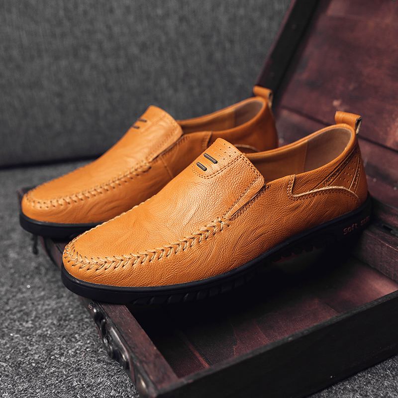 Halksäkra Casual Business Walking Läderlägenheter