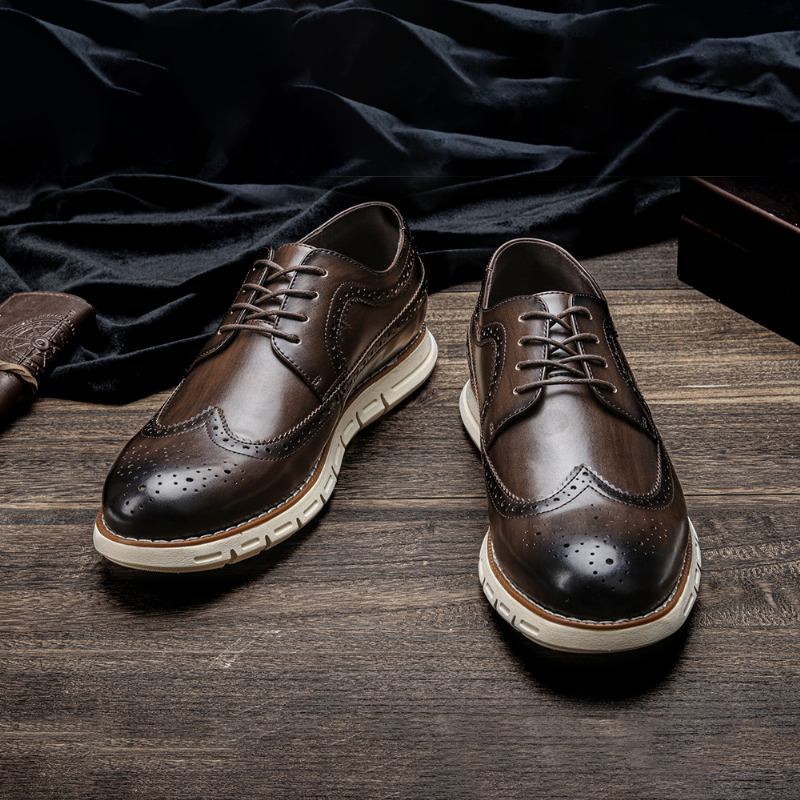 Herr Mikrofiber Ihålig Andas Mjuk Sula Spetsad Tå Snörning Casual Oxfords Skor