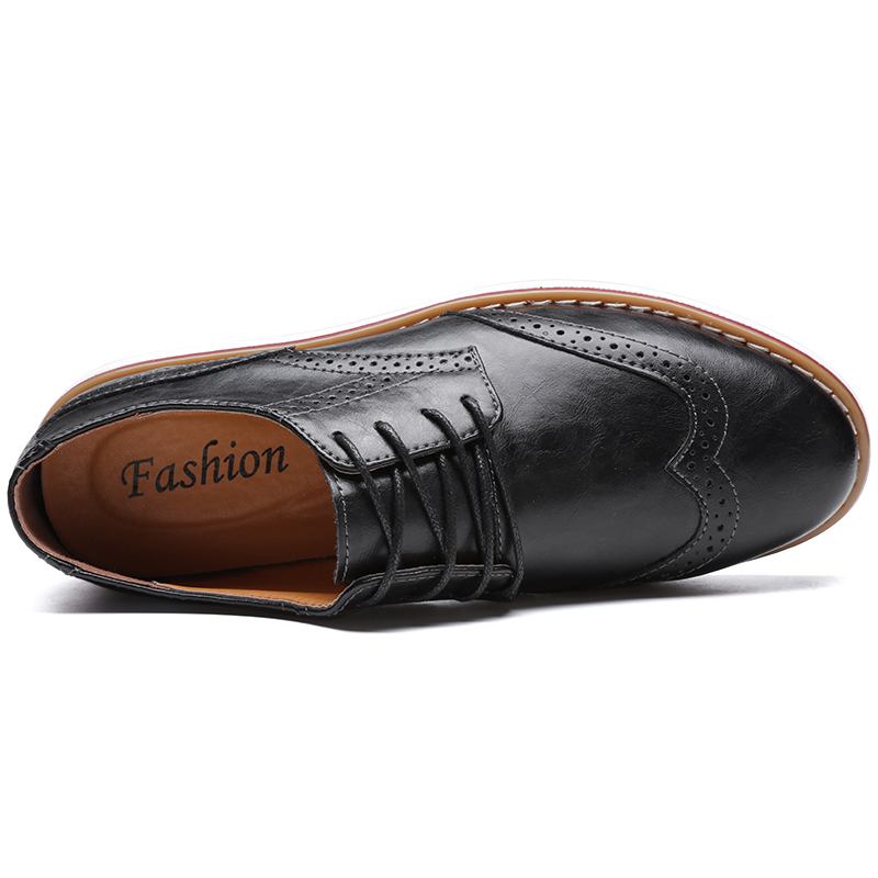 Män Andas Med Spetsiga Tå Vintage Oxfords Mjuk Sula Halkfri Casual Läderskor