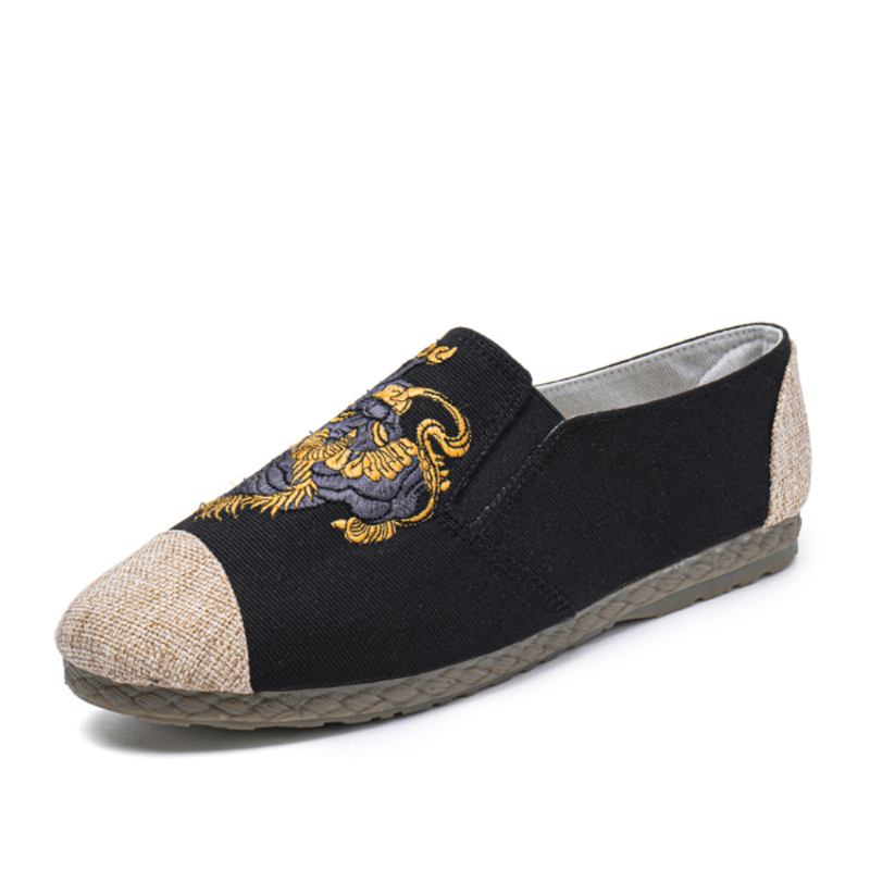 Män Canvas Andas Non Halk Mjuk Gamla Peking Casual Linne Skor
