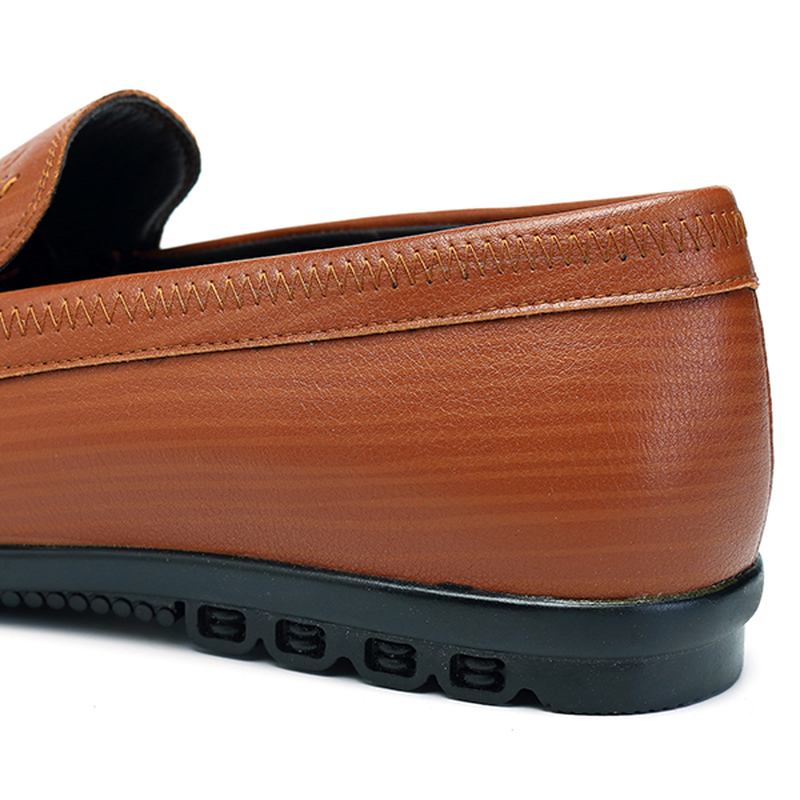 Män Casual Business Sole Äkta Läder Slip On Loafers Flats