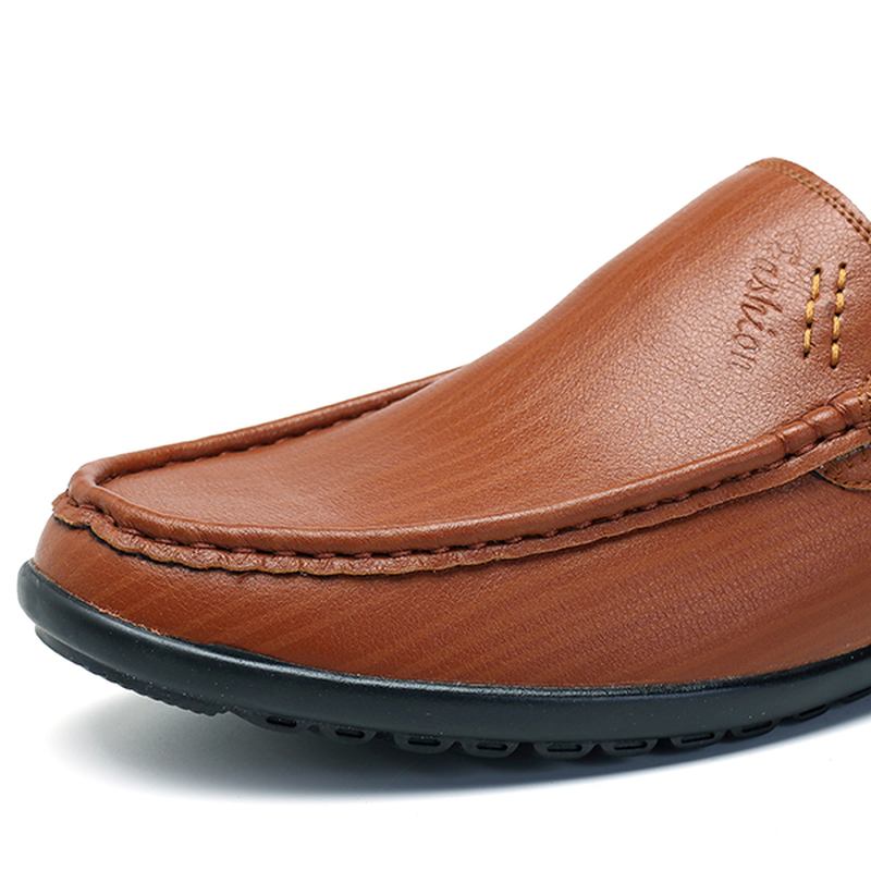 Män Casual Business Sole Äkta Läder Slip On Loafers Flats