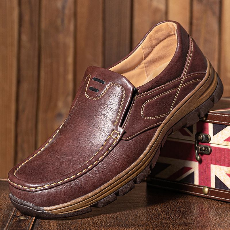 Män Halkbeständig Enfärgad Mjuk Sula Slip-on Casual Skor