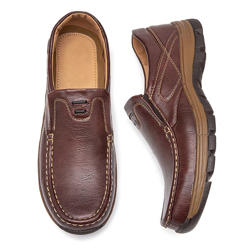 Män Halkbeständig Enfärgad Mjuk Sula Slip-on Casual Skor