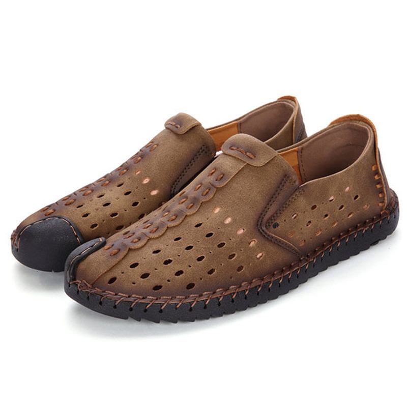 Män Handsömmar Ihåliga Slip On Casual Flats