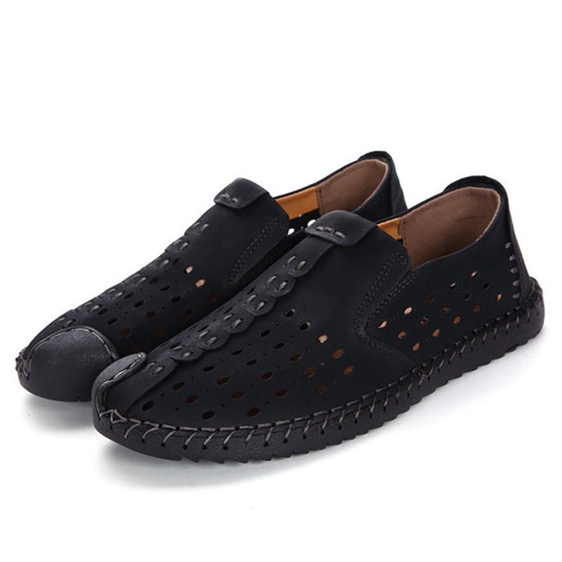Män Handsömmar Ihåliga Slip On Casual Flats