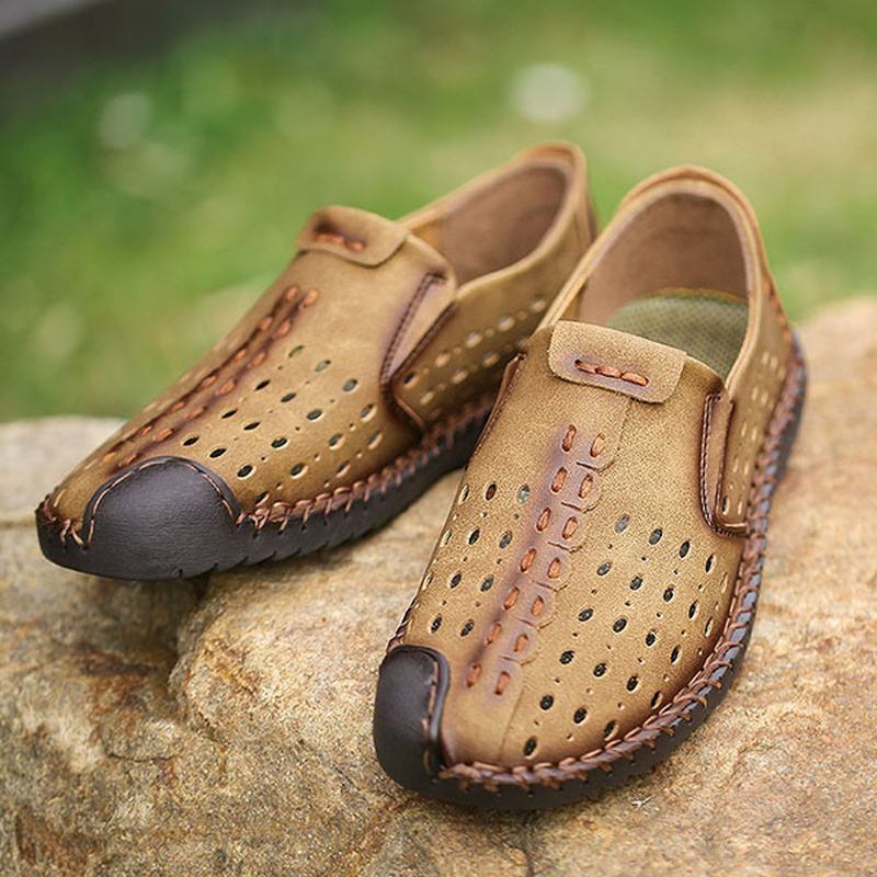 Män Handsömmar Ihåliga Slip On Casual Flats