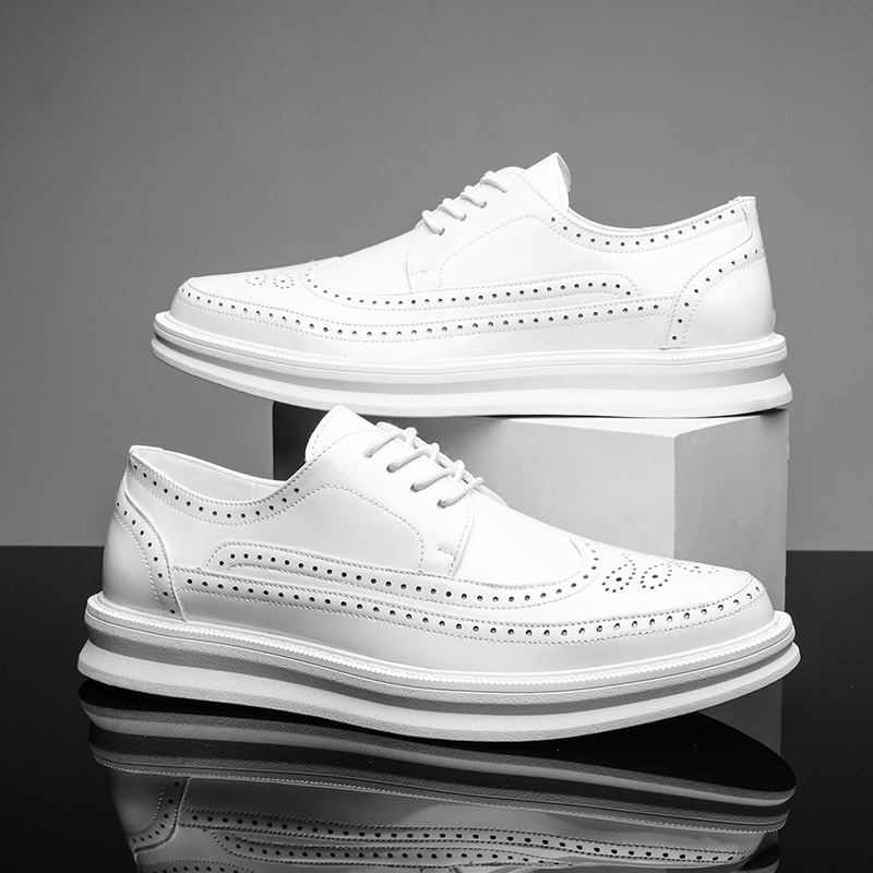 Män Ihålig Andas Mjuk Sula Halkfri Spetsad Tå Oxfords Casual Läderskor