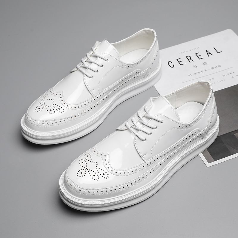 Män Ihålig Andas Mjuk Sula Halkfri Spetsad Tå Oxfords Casual Läderskor
