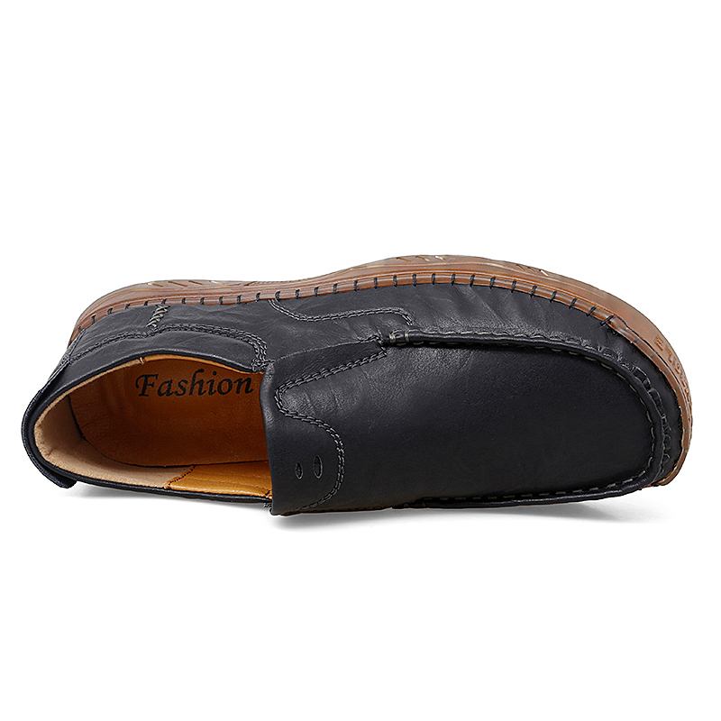 Män Kohud Andas Handsömmar Mjuk Sula Slip On Solid Casual Loafer Skor