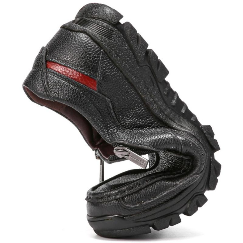 Män Kohud Andas Mjuk Sula Slip On England Style Zipper Casual Shoes