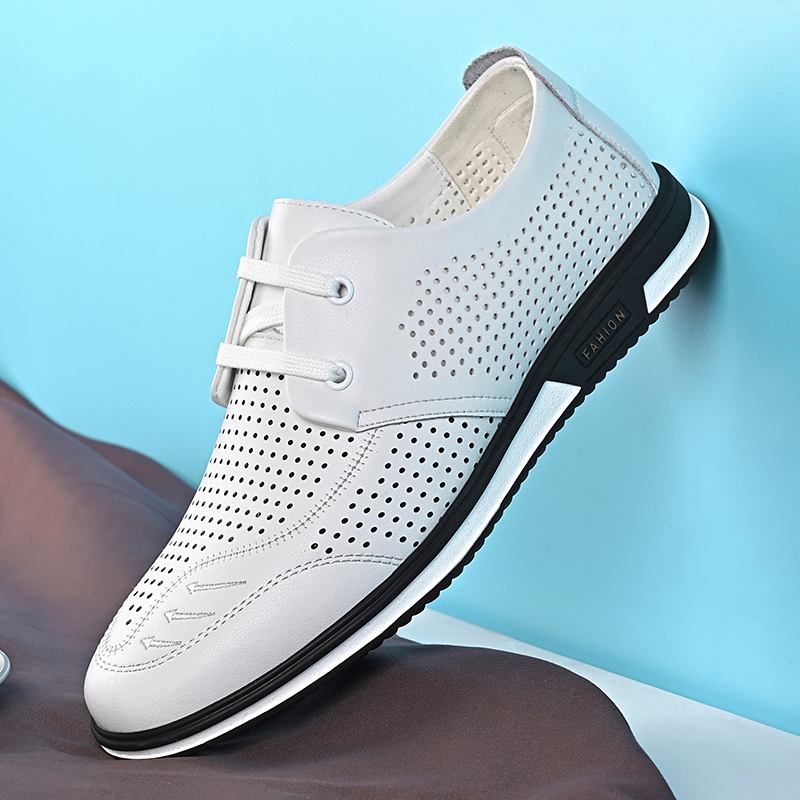 Män Kohud Läder Andas Mjuk Botten Slip On Casual Business Skor