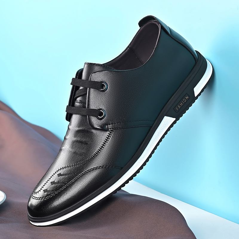 Män Kohud Läder Andas Mjuk Botten Slip On Casual Business Skor