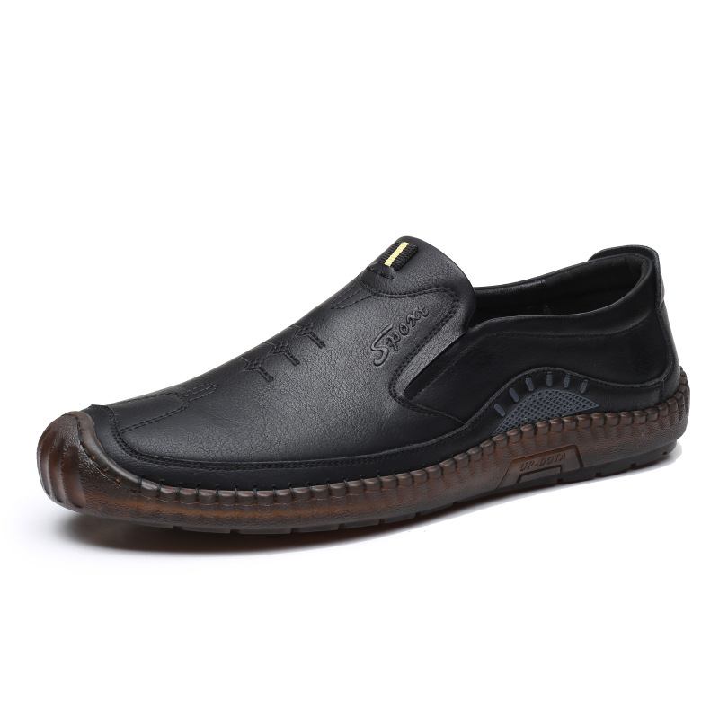 Män Kohud Läder Andas Mjuk Botten Slip På Klassiska Körning Casual Skor